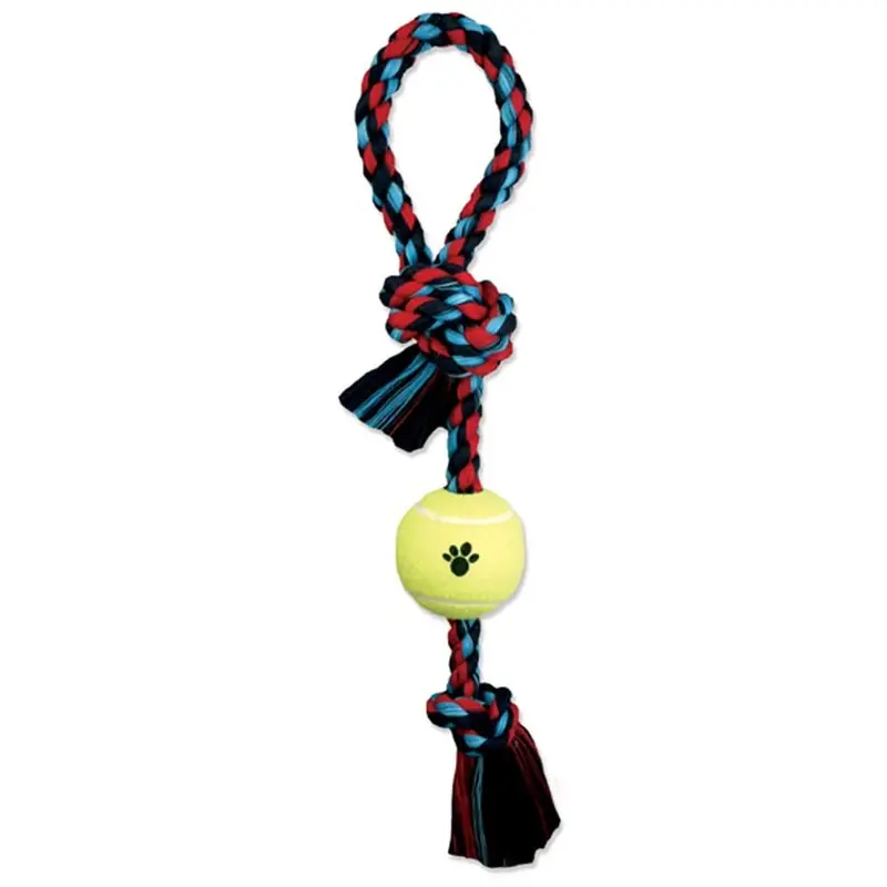 Mammoth Pet Products Pull Tug Dog toy w/Tennis Ball Multi-Color 20in MD