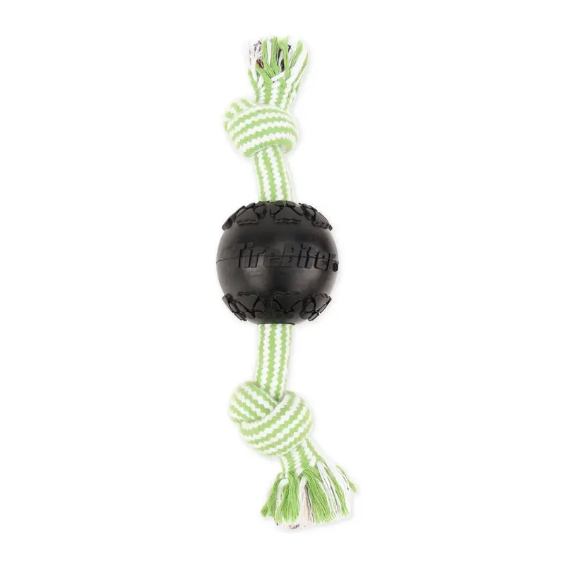 Mammoth Pet Products TireBiter Ball w/Rope Dog Toy 2-Knot MD 3in