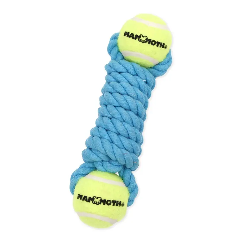Mammoth Pet Products Twister Bone w/2 Tennis Balls Dog Toy Blue Mini 7.5in