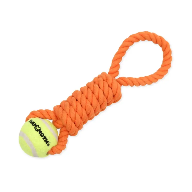 Mammoth Pet Products Twister Pull Tug w/Ball Dog Toy Orange SM 10in