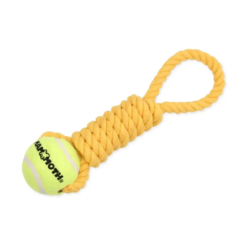 Mammoth Pet Products Twister Pull Tug w/Ball Dog Toy Yellow MD 12in