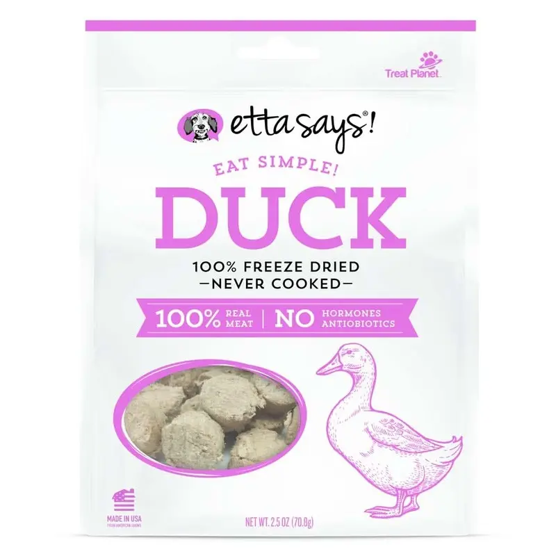 Etta Says! Eat Simple! 100% Freeze Dried Never Cooked Dog Treats Duck 2.5 oz