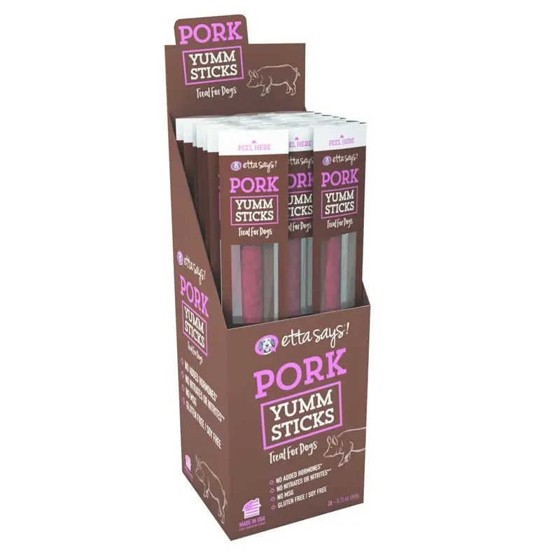 Etta Says! Pork Yumm Sticks Dog Treat Display Box 24 ct
