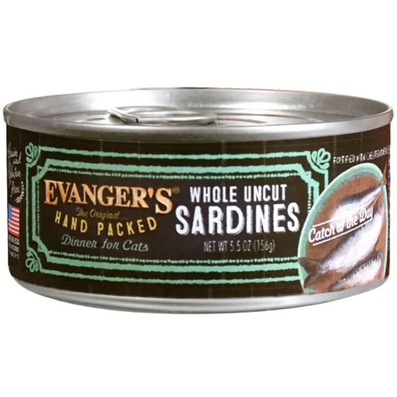 Evanger's Hand Packed Wet Cat Food Whole Uncut Sardines 5.5oz 24pk