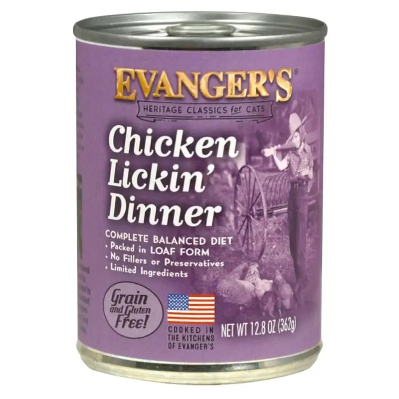 Evanger's Heritage Classic Wet Cat Food Chicken Lickin' 12.8oz 12pk