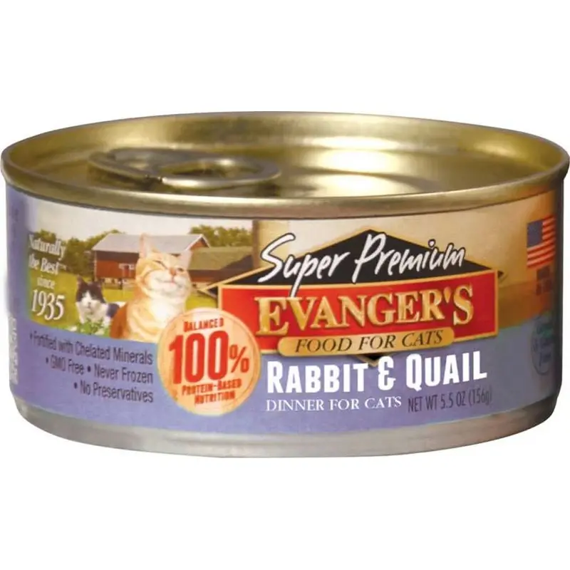 Evanger's Super Premium Wet Cat Food Rabbit & Quail 5.5oz 24pk