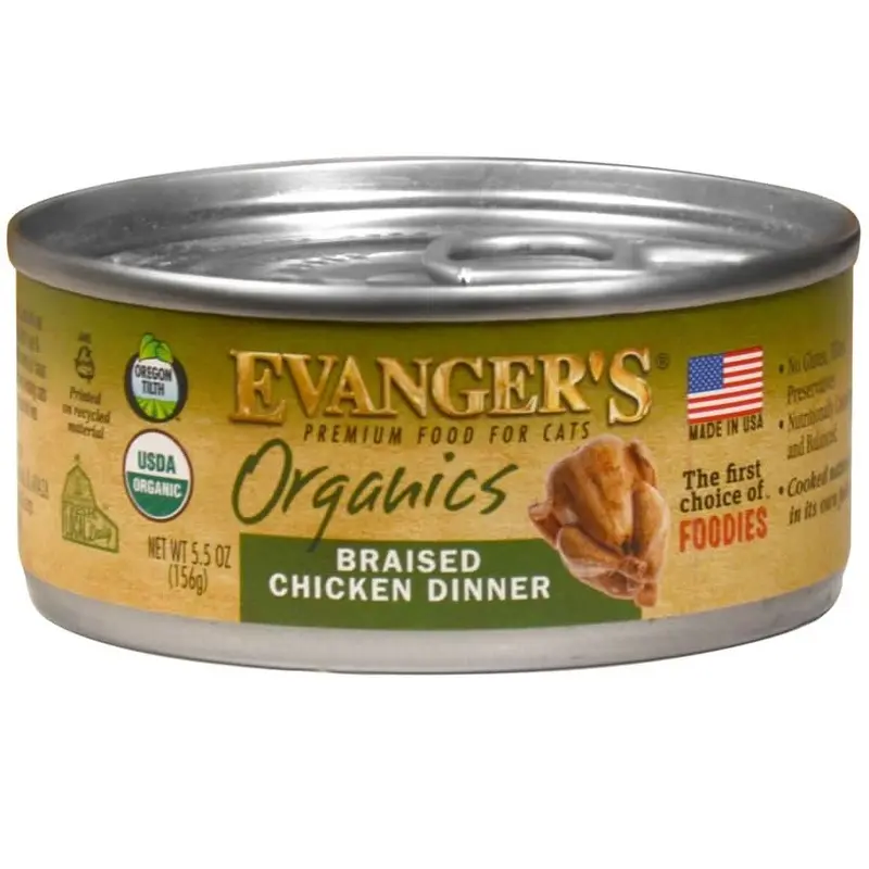 Evanger's Organics Wet Cat Food Braised Chicken 5.5oz