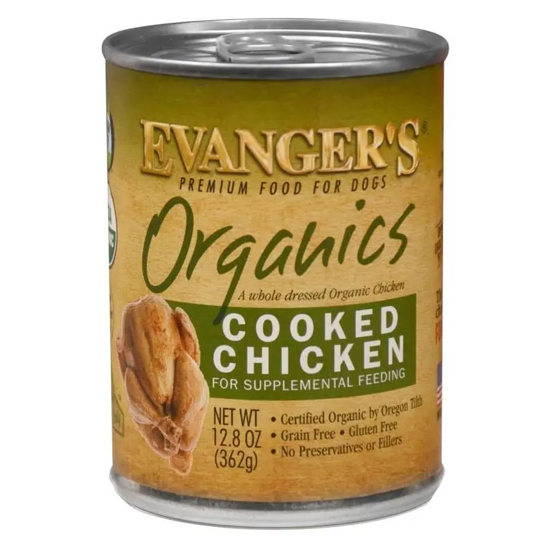 Evanger's Organics Wet Dog Food Cooked Chicken 12.8oz 12pk