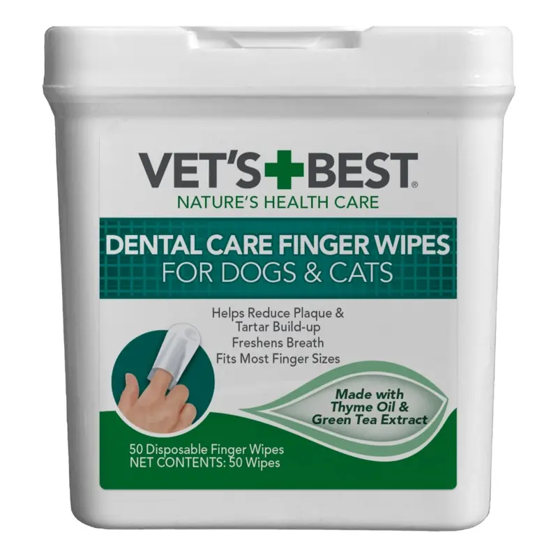 Vet's Best Dental Care Finger Wipes for Dogs and Cats 50ct