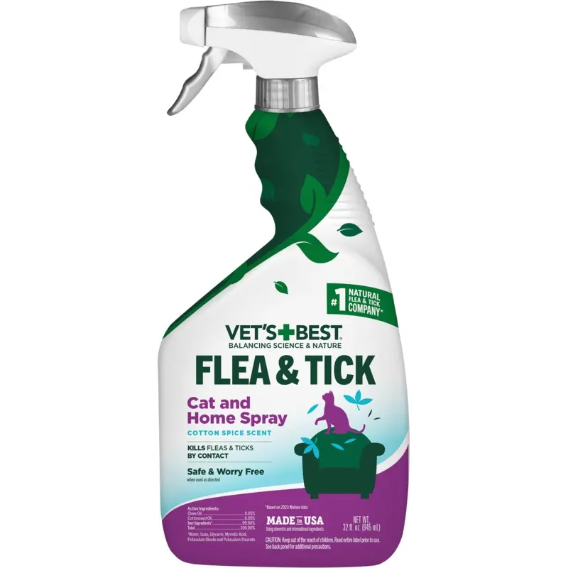 Vet's Best Flea & Tick Cat and Home Spray Cotton Spice Scent 32oz