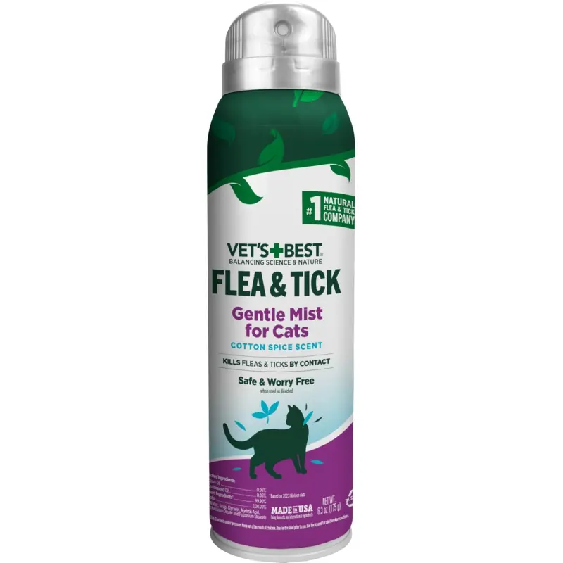 Vet's Best Flea & Tick Gentle Mist for Cats Cotton Spice Scent 6.3oz