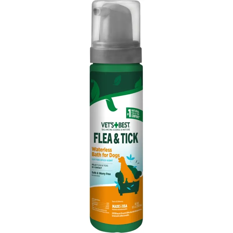 Vet's Best Flea & Tick Waterless Bath for Dogs Cotton Spice Scent 8oz