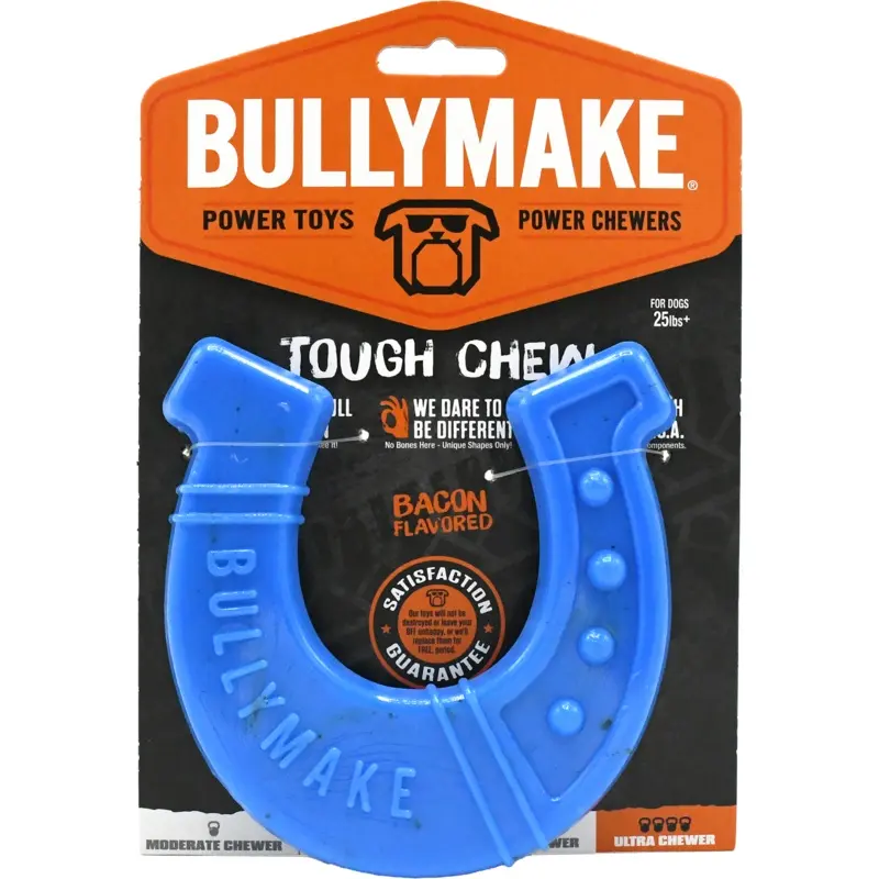 BullyMake Toss n' Treat Flavored Dog Chew Toy Horseshoe Bacon One Size