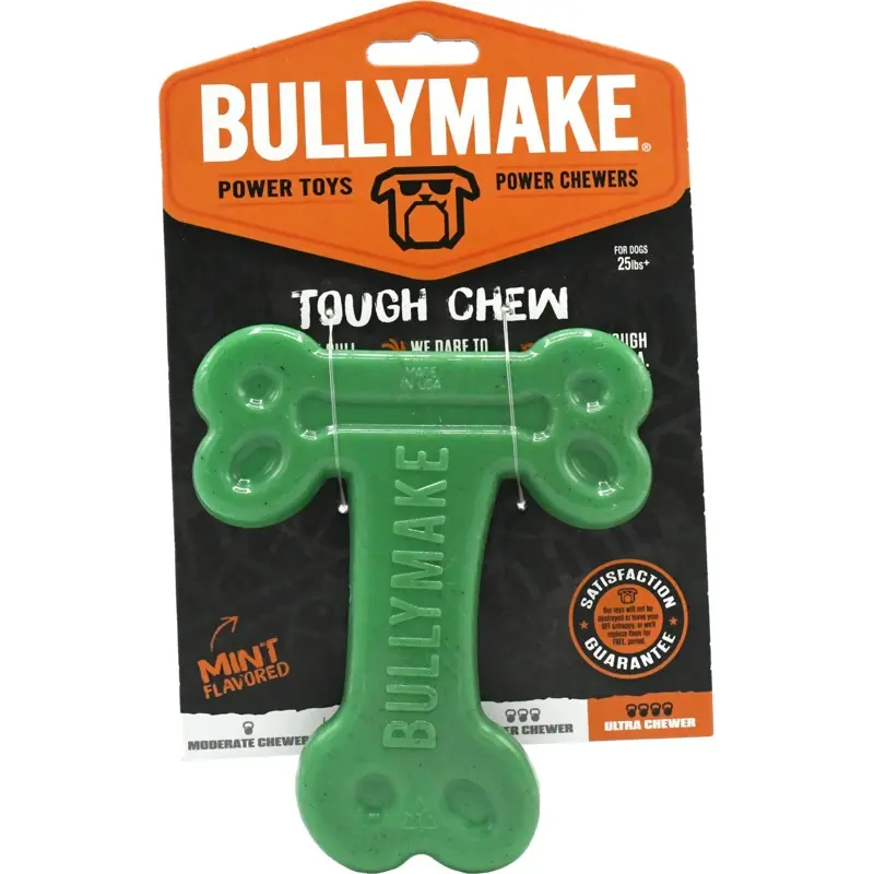 BullyMake Toss n' Treat Flavored Dog Chew Toy T-Bone Mint One Size