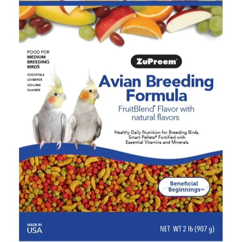 ZuPreem AvianBreeder FruitBlend Bird Food Cockatiels 2 lb