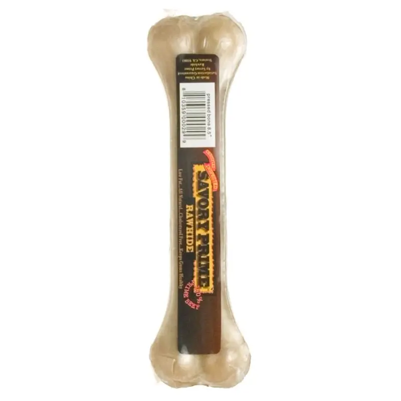 Savory Prime Pressed Rawhide Bones Bulk Natural 8.5 in