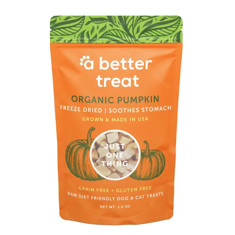 A Better Treat Just One Thing Freeze Dried Dog & Cat Treats USDA Organic Pumpkin 1oz