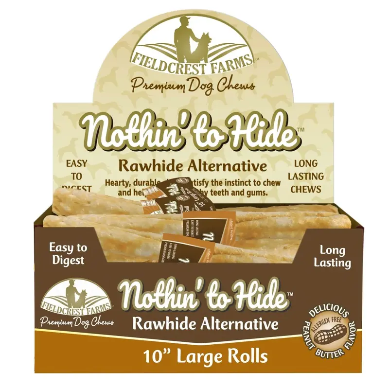 Fieldcrest Farms Nothin' to Hide Roll Dog Treat Peanut Butter 10in LG