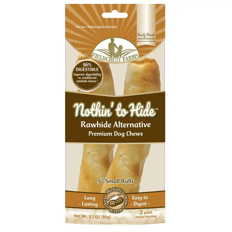 Fieldcrest Farms Nothin' to Hide Roll Dog Treat Peanut Butter 5in SM 2pk