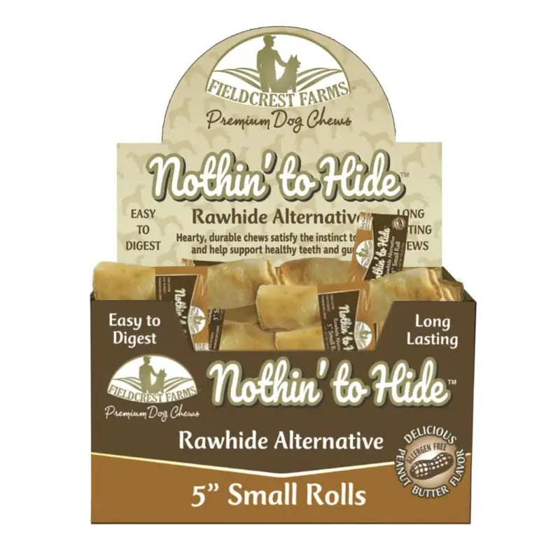 Fieldcrest Farms Nothin' to Hide Roll Dog Treat Peanut Butter 5in SM
