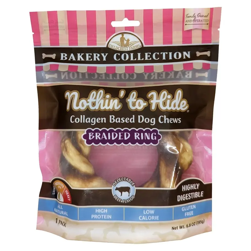 Fieldcrest Farms Nothin' To Hide Bakery Collection Dog Treat Braided Ring Beef 5in