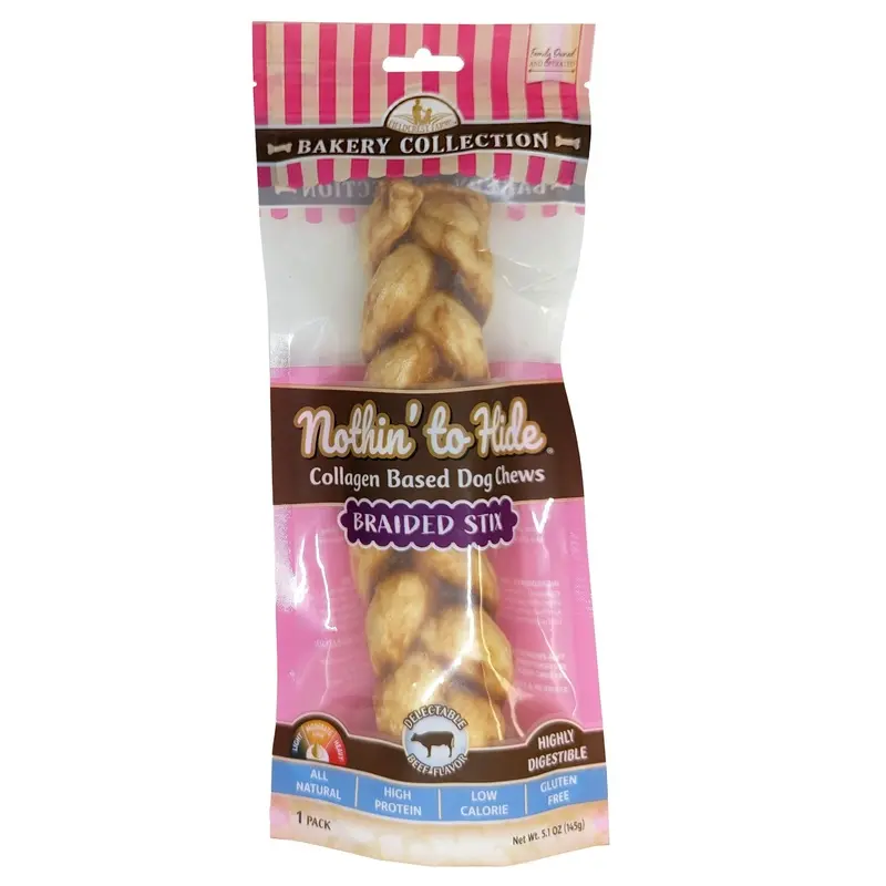 Fieldcrest Farms Nothin' To Hide Bakery Collection Dog Treat Braided Stix Beef 9in
