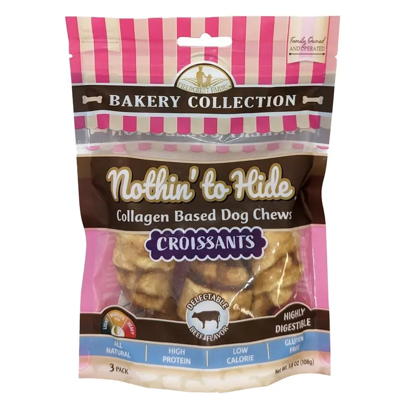 Fieldcrest Farms Nothin' To Hide Bakery Collection Dog Treat Croissant Beef 3in 3pk