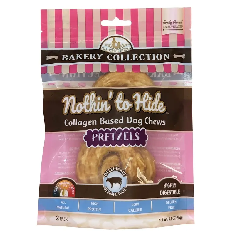 Fieldcrest Farms Nothin' To Hide Bakery Collection Dog Treat Pretzel Beef 3in 2pk