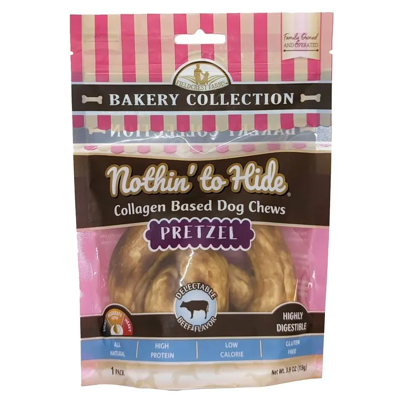 Fieldcrest Farms Nothin' To Hide Bakery Collection Dog Treat Pretzel Beef 4in