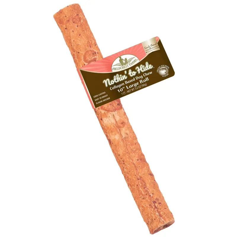 Fieldcrest Farms Nothin' to Hide Collagen Roll Dog Chew Display Salmon 10in