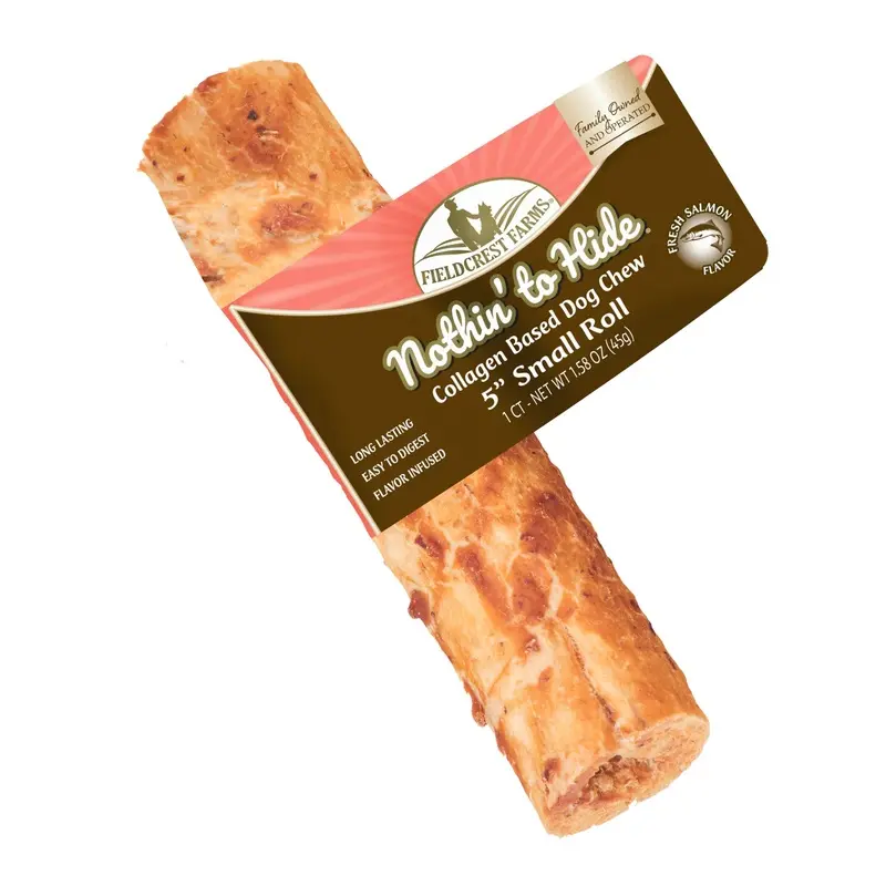 Fieldcrest Farms Nothin' to Hide Collagen Roll Dog Chew Display Salmon 5in