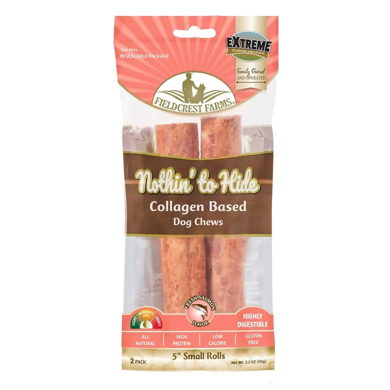 Fieldcrest Farms Nothin' to Hide Collagen Roll Dog Chew Salmon 5in 2pk