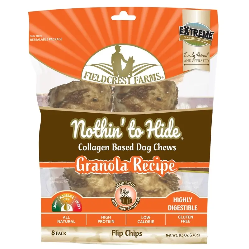 Fieldcrest Farms Nothin' To Hide Flip Chips Dog Treat Granola 8pk