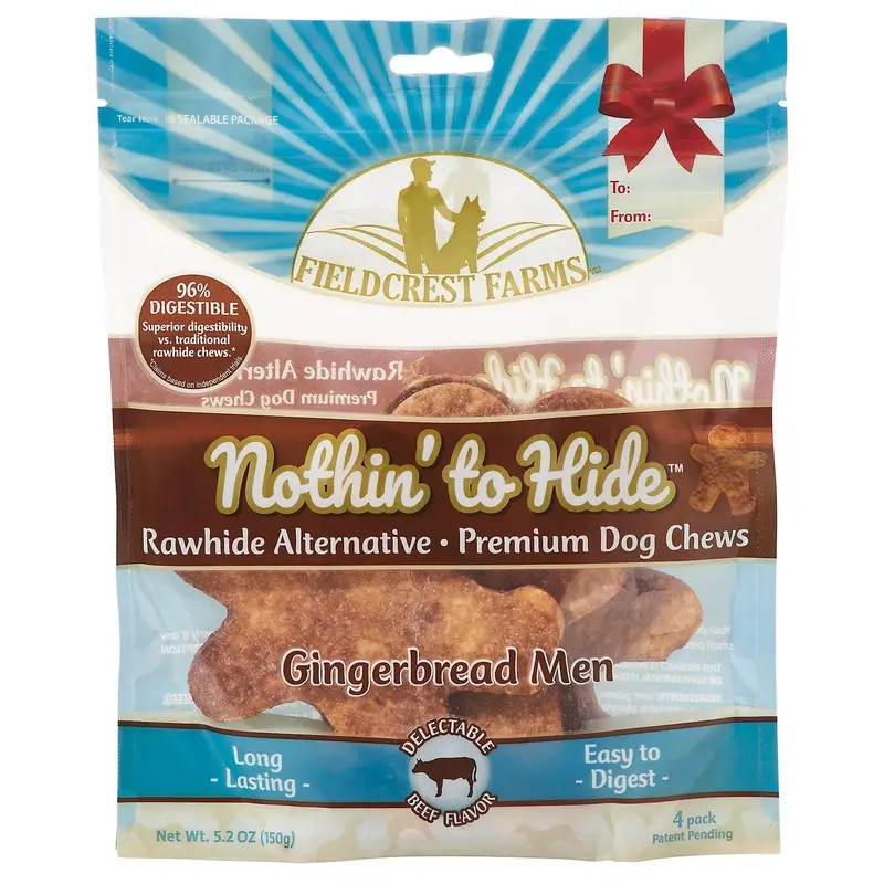 Fieldcrest Farms Nothin To Hide Gingerbread Man Dog Treats Beef 4pk