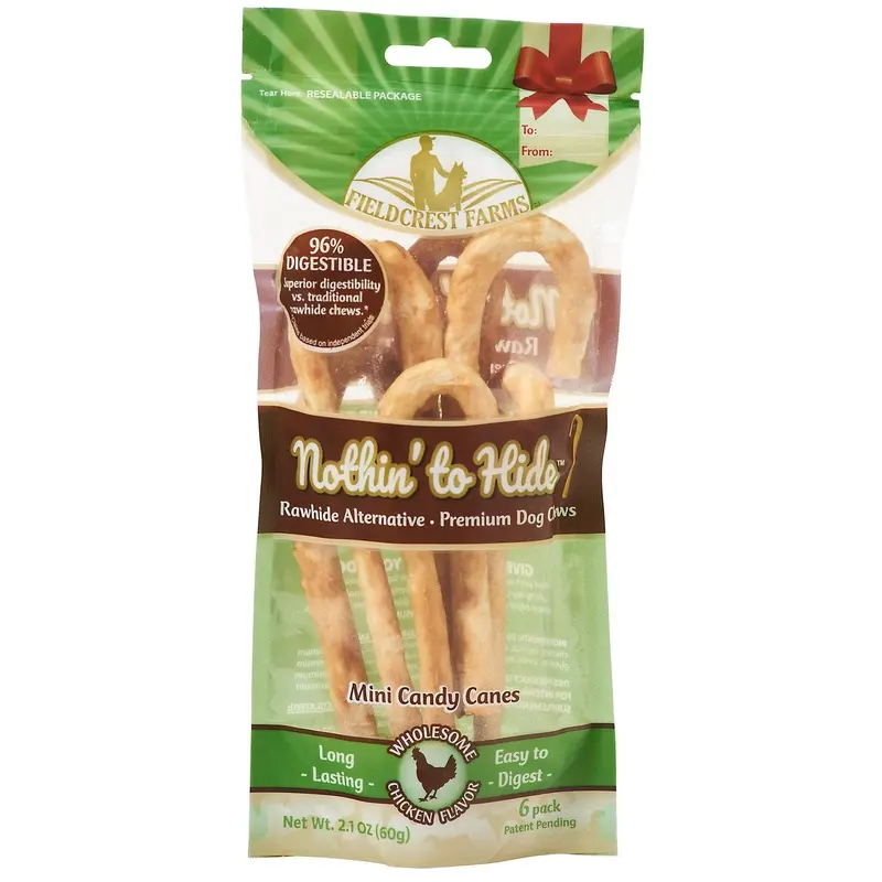 Fieldcrest Farms Nothin To Hide Mini Candy Cane Chicken Dog Treats 6pk