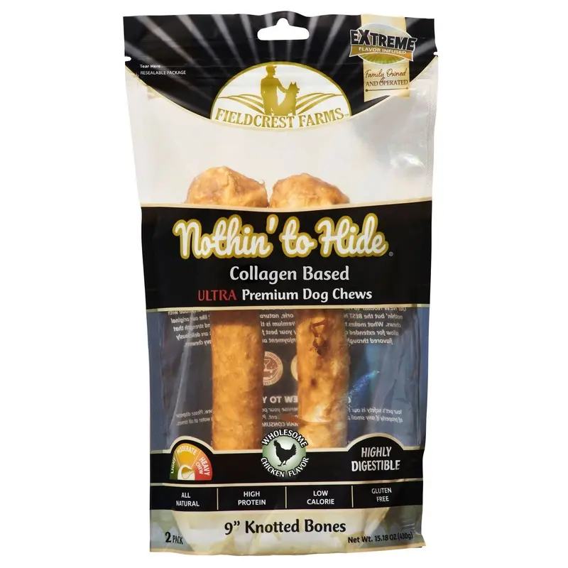 Fieldcrest Farms Nothin' To Hide Ultra Knotted Bone Dog Treat Chicken 9in 2pk