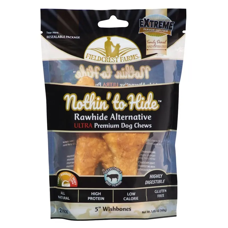 Fieldcrest Farms Nothin' To Hide Ultra Wishbone Dog Treat Beef 5in 2pk
