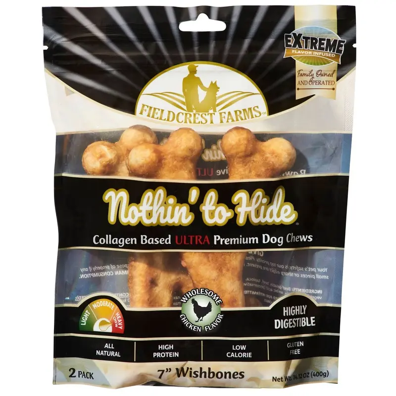 Fieldcrest Farms Nothin' To Hide Ultra Wishbone Dog Treat Chicken 7in 2pk