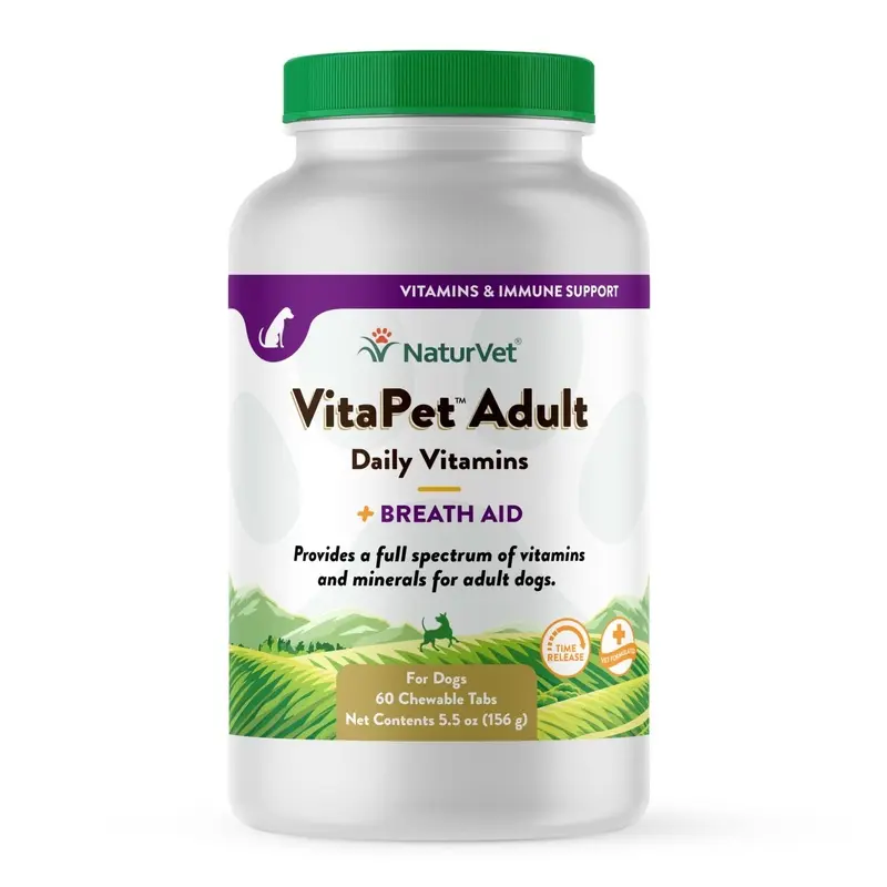 NaturVet Vita Pet Adult Plus Breath Aid Tablets Time Release Jar 60 Tablets 6.3 oz
