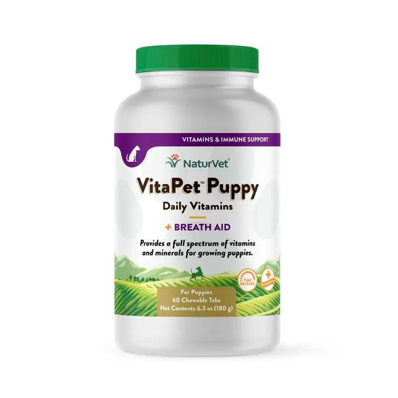 NaturVet Vita Pet Puppy Plus Breath Aid Tablets Time Release Jar 60 Tablets 6.3 oz