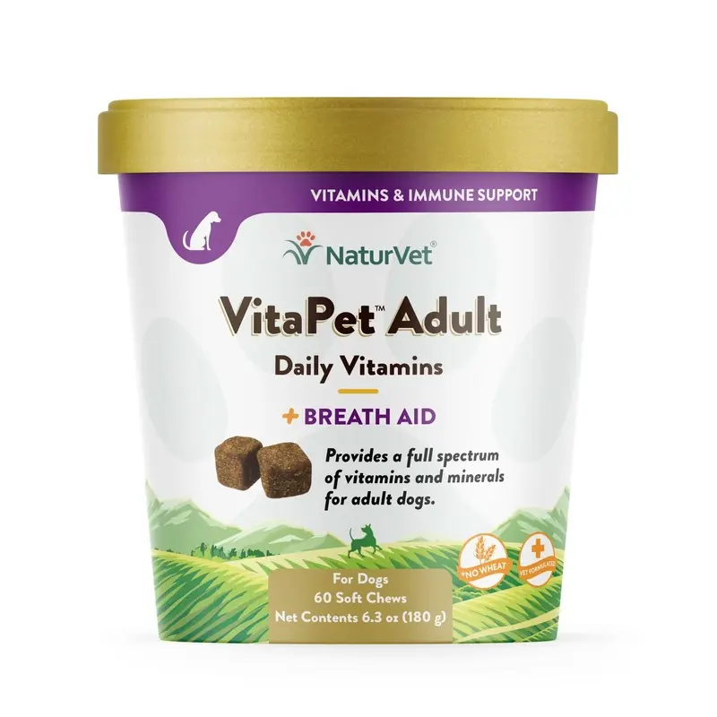 NaturVet VitaPet Adult Daily Vitamins + Breath Aid Soft Chews 60ct