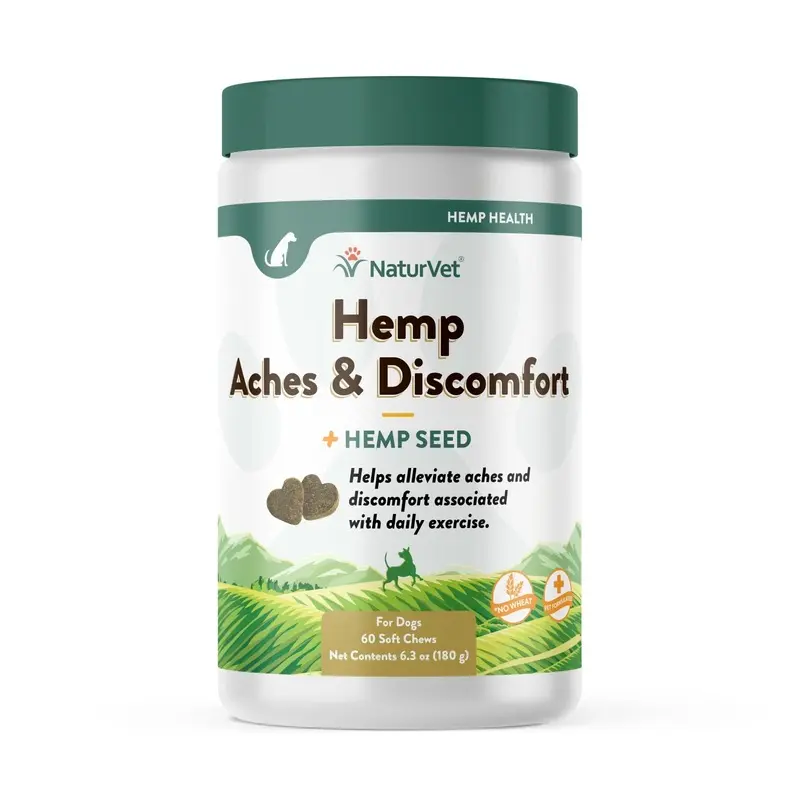 NaturVet Aches & Discomfort Plus Glucosamine Hemp Soft Chews 60ct