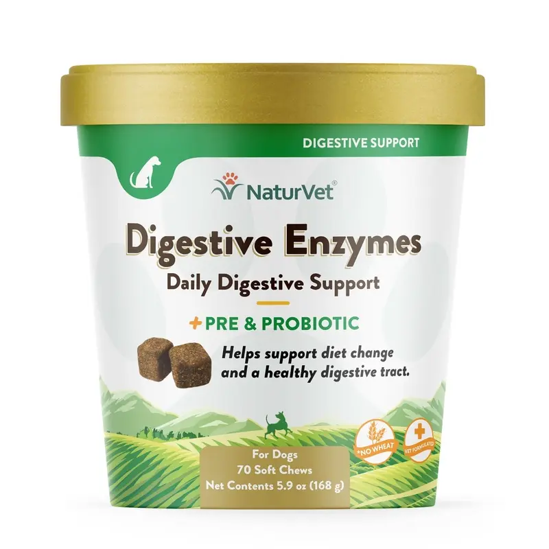 NaturVet Digestive Enzymes Plus Pre & Probiotic Soft Chew 70ct