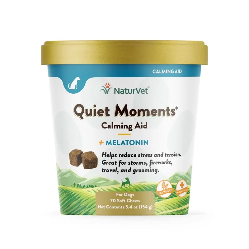 NaturVet Quiet Moments Calming Aid Plus Melatonin Soft Chew 70ct