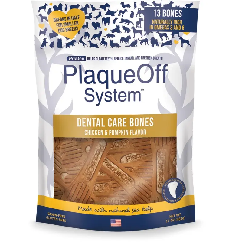 NaturVet Proden PlaqueOff System Dental Care Dog Bones Chicken & Pumpkin 13ct