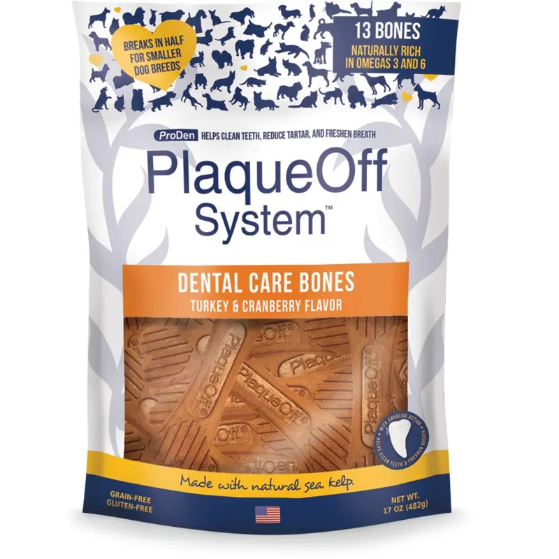 NaturVet Proden PlaqueOff System Dental Care Dog Bones Turkey & Cranberry 13ct