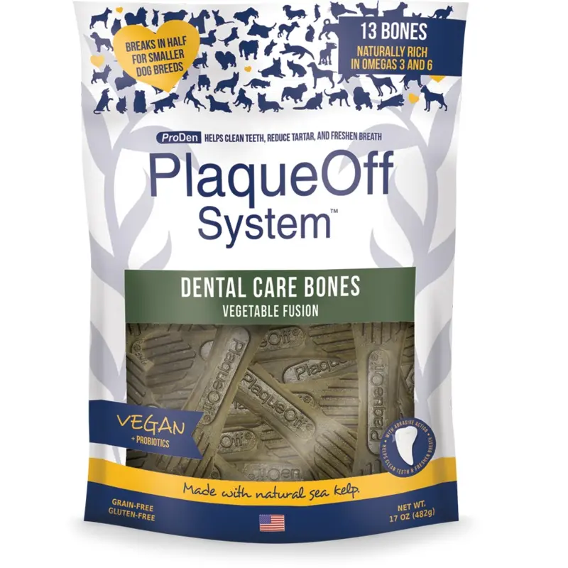 NaturVet Proden PlaqueOff System Dental Care Dog Bones Vegetable Fusion 13ct