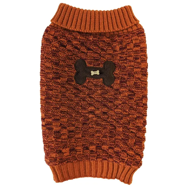 Fashion Pet Bone Accent Sweater Orange XS