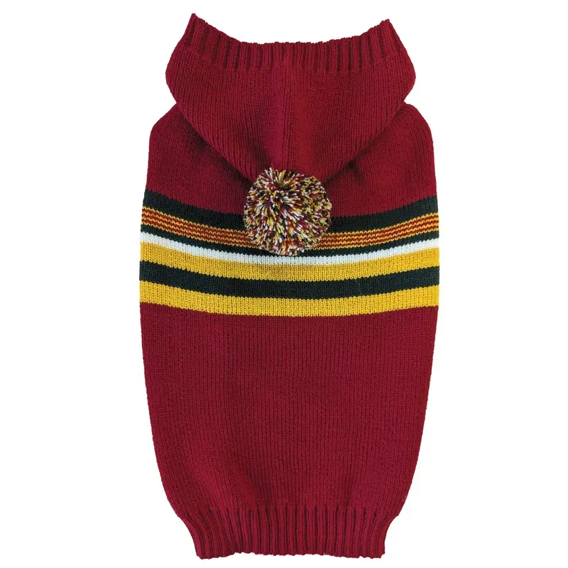 Fashion Pet Hooded Pom Pom Sweater Wine XL