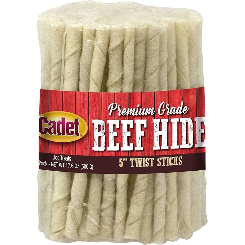 Cadet Premium Grade Beef Hide Twist Sticks 5 Inch (100 Count)